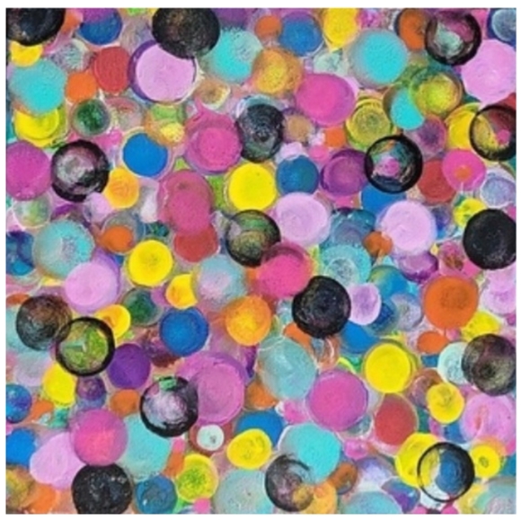 Hand Crafted Abstract Design 12x12 Inches Canvas Painting - Picture 3 of 4